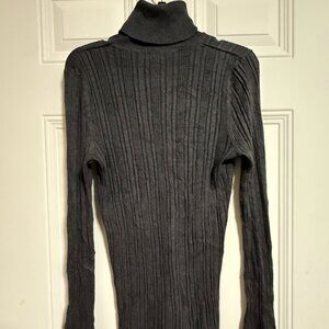 United States‎ Sweaters Gray Turtle Neck Sweater Ribbed SZ Large Chic Lagenlook